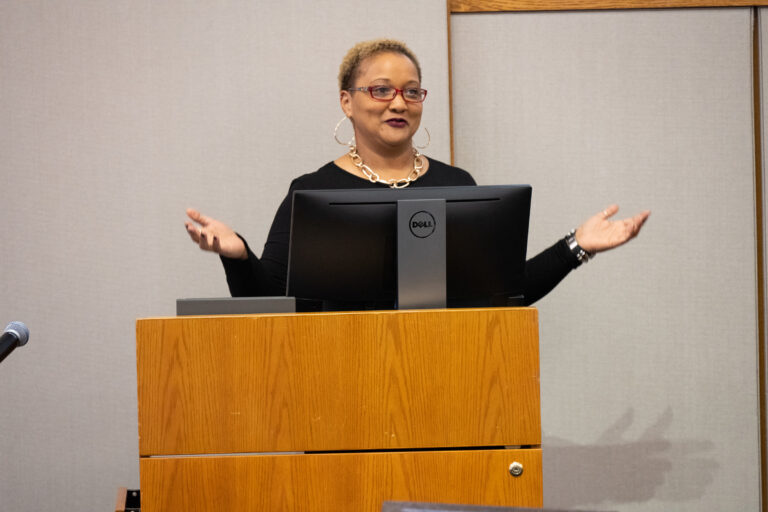 OMSDC Board Chair Abigail W. Kofete speaks during the Corporate Membership Session during the 2022 Annual Meeting. The Annual Meeting was held March 17, 2022 at Sinclair College in Dayton, OH. | Photos by Shellee Fisher Photography & Design.