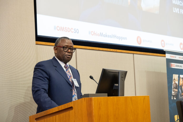 OMSDC Board Member and MBE Input Committee Chair Christopher Che speaks during the Corporate Membership Session during the 2022 Annual Meeting. The Annual Meeting was held March 17, 2022 at Sinclair College in Dayton, OH. | Photos by Shellee Fisher Photography & Design.